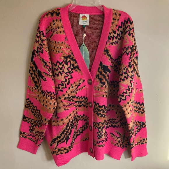 FARM Rio Pink Croco Pattern Cardigan - Picture 3 of 11